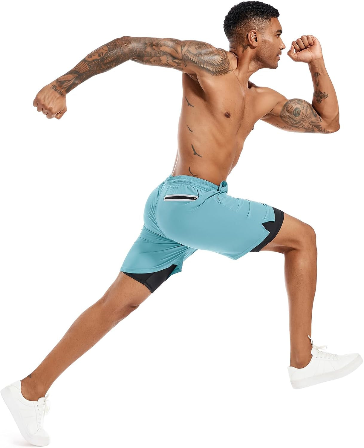 Men'S 2 in 1 Running Shorts 5 in or 7 in Quick Dry Gym Athletic Workout Shorts for Men with Phone Pockets