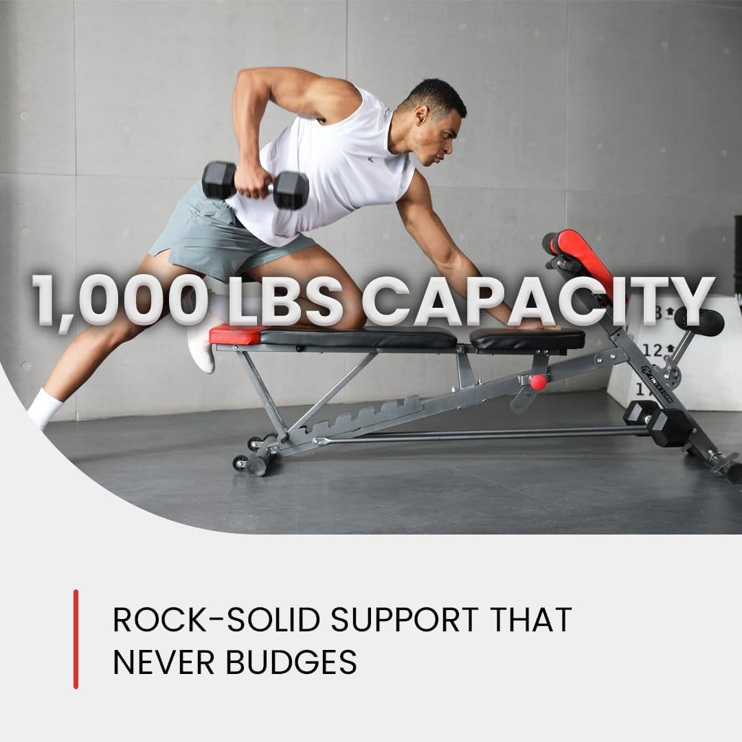 Multi-Functional FID Weight Bench for Comprehensive Full-Body Workout – Hyper Back Extension, Roman Chair, Adjustable Ab Sit-Up Bench, Incline/Decline Bench, Flat Bench