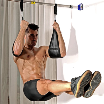 Hanging Ab Straps for Pull up Bar & Core Strength Training - Soft Padded Exercise Straps for Ab Swing & Leg Raises, Hang Bar Strap with 2 Steel Carabiners - Abs Equipment for Home & Gym