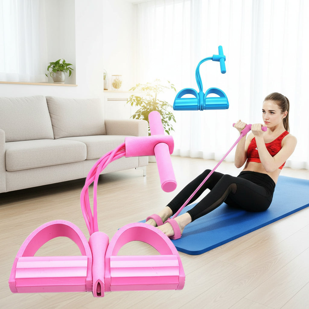 Multifunction Tension Rope, 4-Tube Elastic Yoga Pedal Puller Resistance Band, Natural Latex Tension Rope Fitness Equipment, for Abdomen/Waist/Arm/Leg Stretching Slimming Training