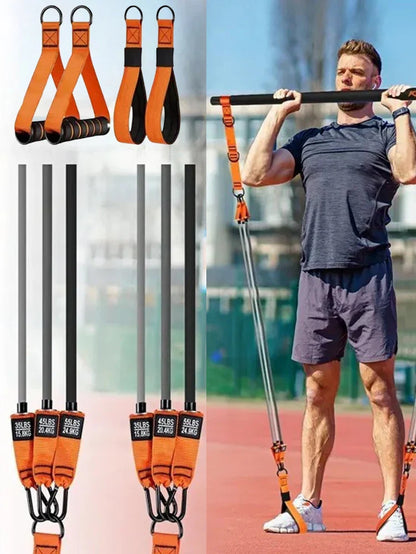 Pilates Bar Kit with Resistance Bands, Multifunctional Pilates Bar for Women & Men with Heavy-Duty Metal Adjustment Buckle, Pilates Home Equipment for Full Bodyworkouts