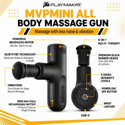 MVPmini Percussion Massage System with Vibration & Premum Silicone Massage Heads with Impact Control that Contour to Your Body