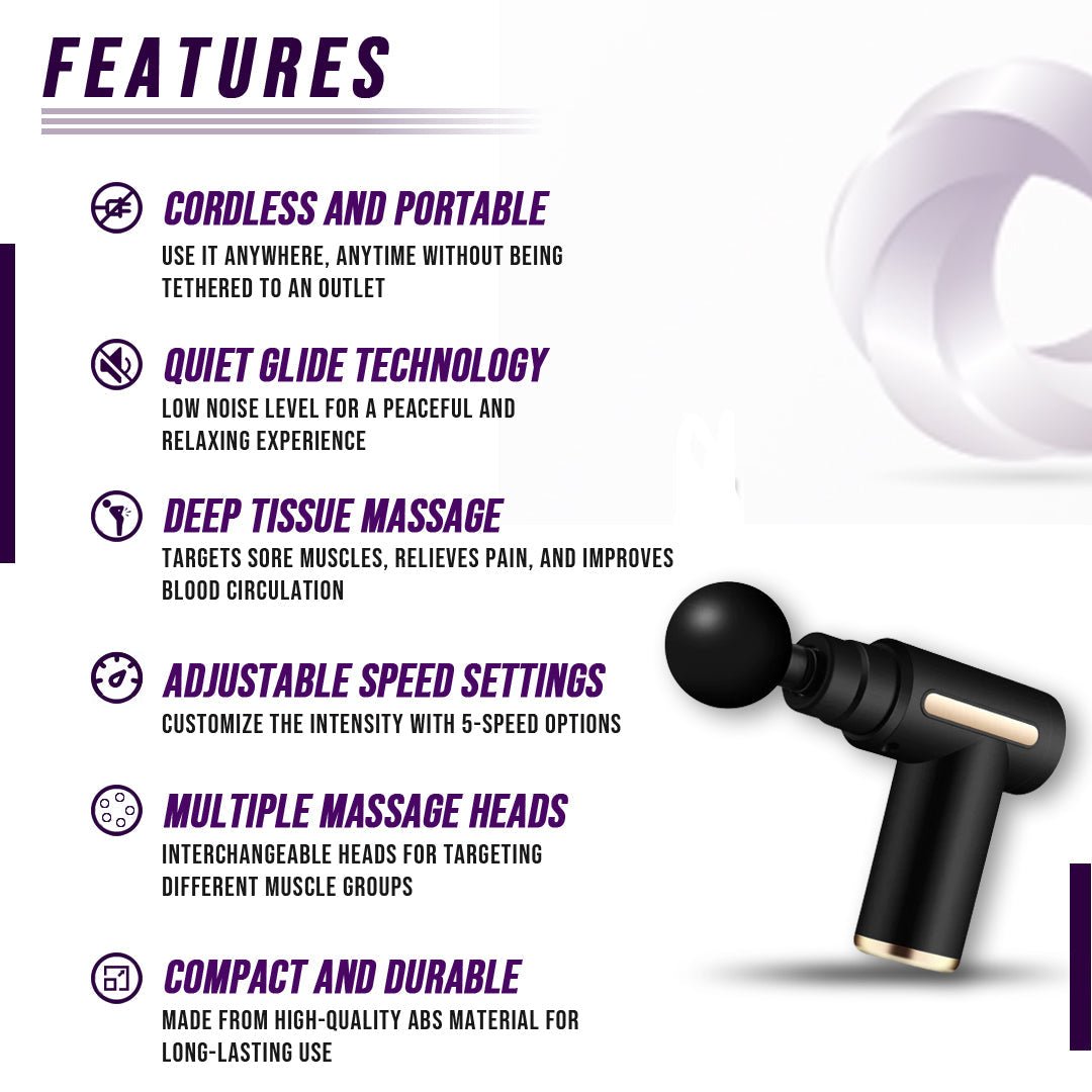 Muscle Massage Gun - Deep Tissue Percussion Massager with 6 Heads