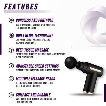 Muscle Massage Gun - Deep Tissue Percussion Massager with 6 Heads