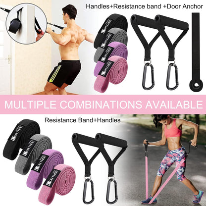 Professional Resistance Bands Set with Handles - 10 Fabric Long Workout Bands for Weight Training and Door Anchor Exercises
