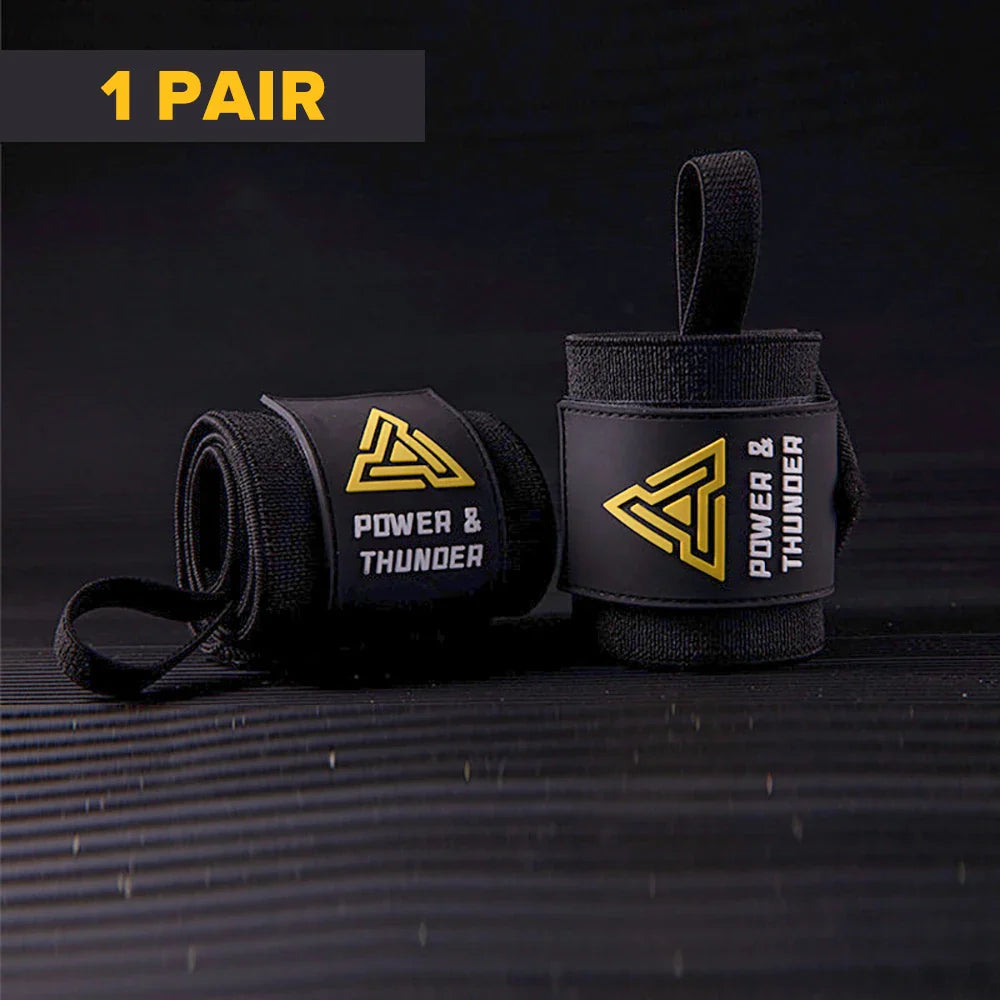 Elastic Wrist Straps for Weightlifting and Working Out, Breathable Gym Wrist Wraps for Weightlifting with Thumb Loop and Left/Right Tabs, Wrist Brace for Wrist Support and Protection, Men and Women (Pair)