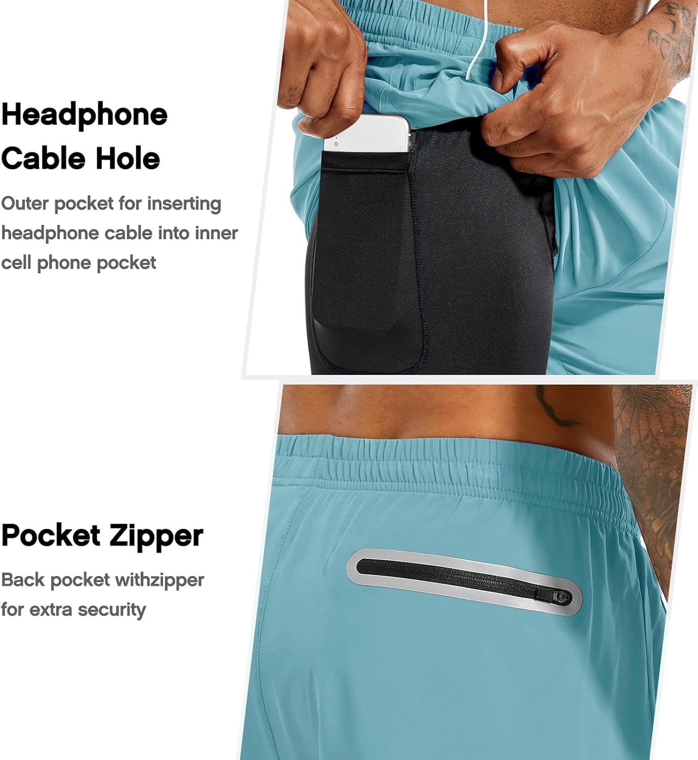 Men'S 2 in 1 Running Shorts 5 in or 7 in Quick Dry Gym Athletic Workout Shorts for Men with Phone Pockets