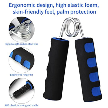 Hand Grip Strengthener Set, Finger Gripper - Soft Foam Hand Exerciser for Quickly Increasing Wrist Forearm and Finger Strength, 2 Pack