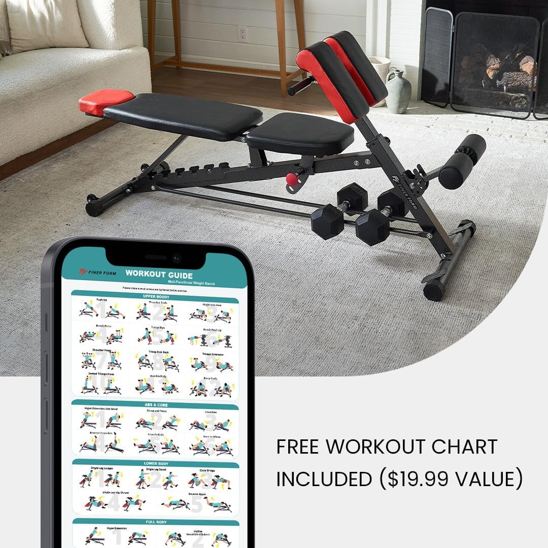 Multi-Functional FID Weight Bench for Comprehensive Full-Body Workout – Hyper Back Extension, Roman Chair, Adjustable Ab Sit-Up Bench, Incline/Decline Bench, Flat Bench