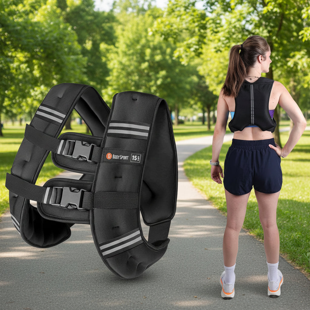 Weighted Vest, 15 Lb. - Adjustable Fitness Vest for Strength Training, Running, Walking, and Endurance Workouts