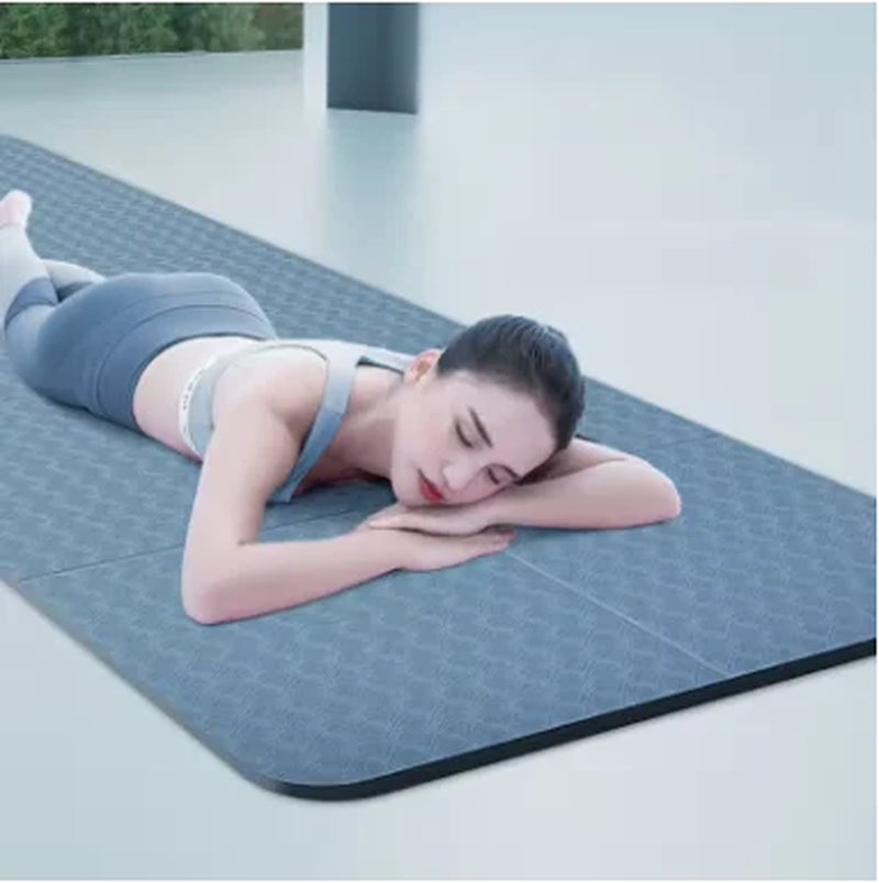 Yoga Mat Thick 4Mm Foldable Gym Mat Extra Large 6'X2' Extra Wide Workout Mat Non Slip TPE Floor Mats for Yoga Pilates, Cardio, Exercise Equipment